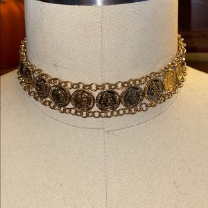 Gold Medallion Choker Necklace